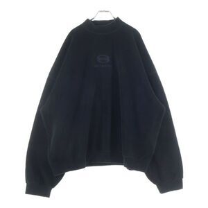 Balenciaga 23AW Front Logo Embroidery Fleece Sweatshirt Black 697975